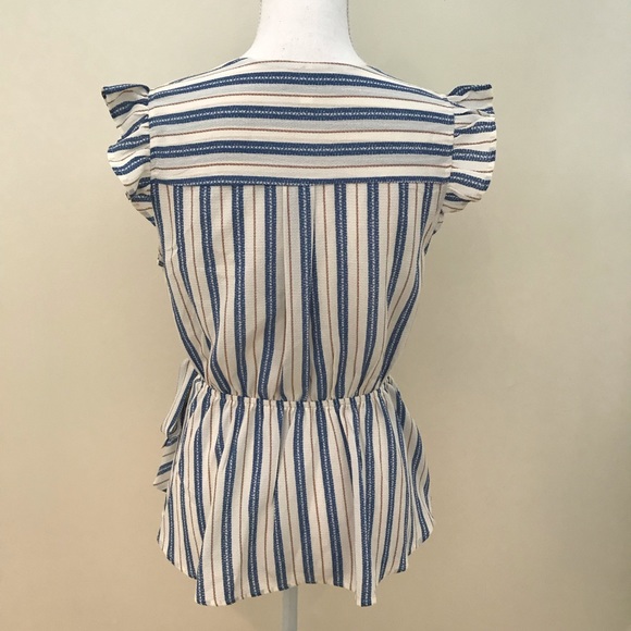 Nwot Monteau Los Angeles striped peplum wrap top - Picture 7 of 12